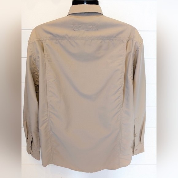 Duluth Trading Co. Cool Plus Long Sleeve Button Up Shirt Men's M Beige - Picture 3 of 8